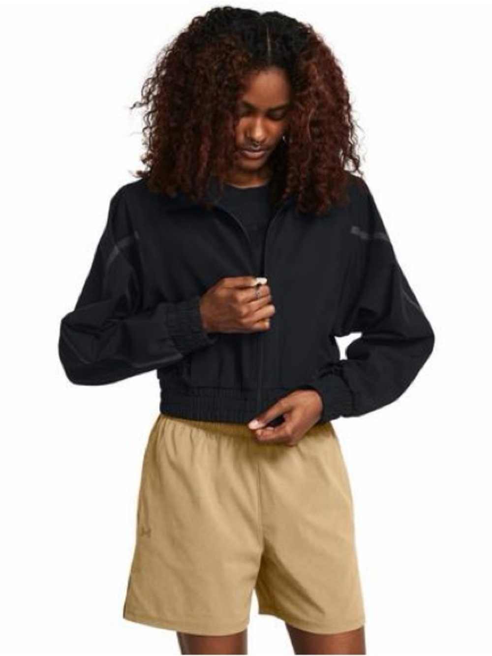 Under Armour Black Cropped Bomber Jacket